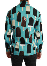 Blue Silk Ice Cream Print Casual Shirt Dolce & Gabbana
