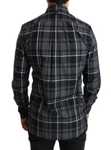 Gray Checkered Heart Collar MARTINI Shirt Dolce & Gabbana