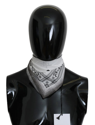 White Printed Bandana Cotton Scarf Costume National