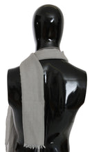 Gray Fringe Neck Wrap Cotton Scarf Costume National