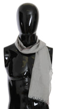 Gray Fringe Neck Wrap Cotton Scarf Costume National