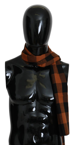 Orange Check Neck Wrap Shawl Scarf Costume National
