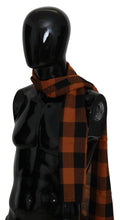 Orange Check Neck Wrap Shawl Scarf Costume National