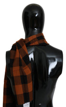 Orange Check Neck Wrap Shawl Scarf Costume National