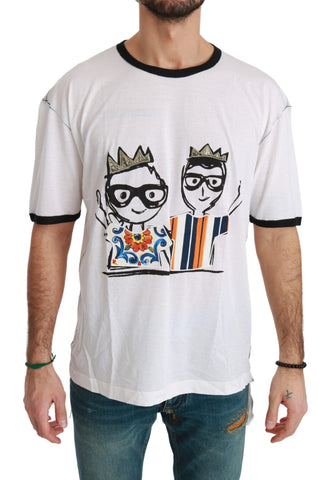 White Men Print #dgfamily Cotton T-shirt Dolce & Gabbana