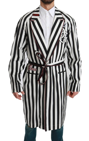 Black Coat Nightgown  White Cotton Robe Dolce & Gabbana