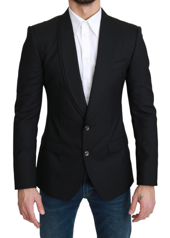 Black Single Breasted Formal Wool Blazer Dolce & Gabbana