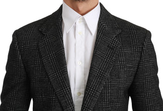 Gray Plaid Check Slim Fit Jacket Blazer Dolce & Gabbana
