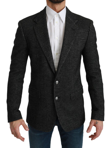 Gray Plaid Check Slim Fit Jacket Blazer Dolce & Gabbana