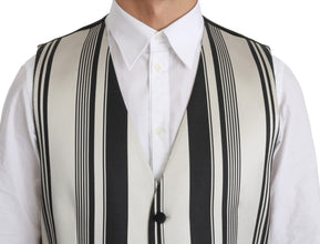 White Black Stripes Waistcoat Formal Vest Dolce & Gabbana