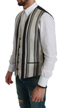 White Black Stripes Waistcoat Formal Vest Dolce & Gabbana