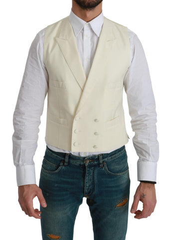 White Waistcoat Formal Wool  Vest Dolce & Gabbana