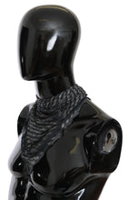 Black Gray Viscose Foulard Branded Scarf Costume National