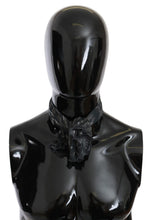 Black Gray Viscose Foulard Branded Scarf Costume National