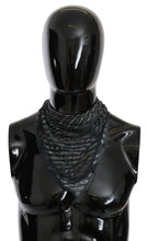 Black Gray Viscose Foulard Branded Scarf Costume National
