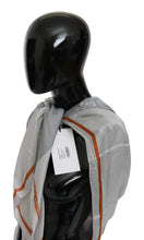 Gray Orange Silk Floral Foulard Wrap Scarf Costume National