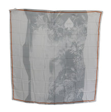 Gray Orange Silk Floral Foulard Wrap Scarf Costume National