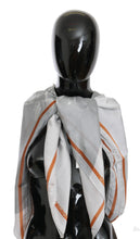 Gray Red Silk Shawl Foulard Wrap Scarf Costume National