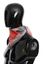 Red 100% Silk Branded Gray Scarf Costume National