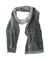 Gray Wool Viscose Foulard Patterned Branded Scarf GF Ferre