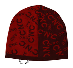 Red Wool Blend Branded Beanie Hat Costume National