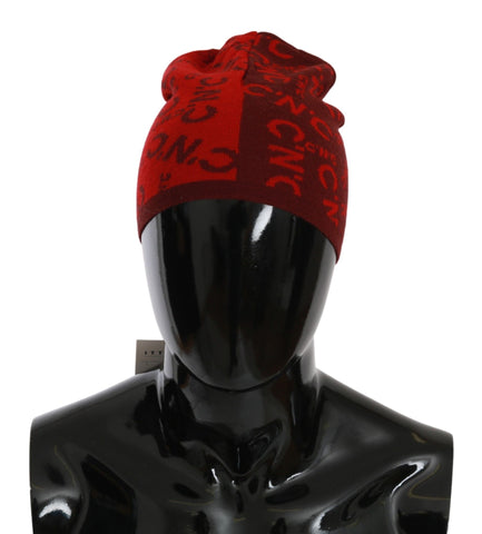 Red Wool Blend Branded Beanie Hat Costume National