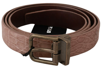Beige Exotic Skin Gold Buckle Leather Belt Dolce & Gabbana