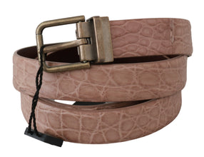 Beige Exotic Skin Gold Buckle Leather Belt Dolce & Gabbana
