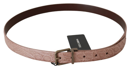 Beige Exotic Skin Gold Buckle Leather Belt Dolce & Gabbana