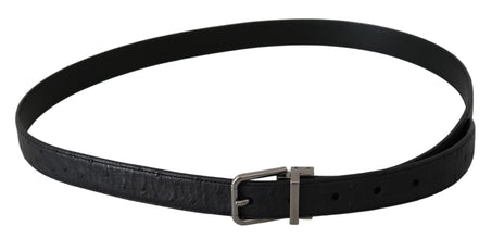Black Exotic Skin Pattern Silver Buckle Belt Dolce & Gabbana