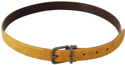 Yellow Exotic Skin Leather Grey Buckle Belt Dolce & Gabbana