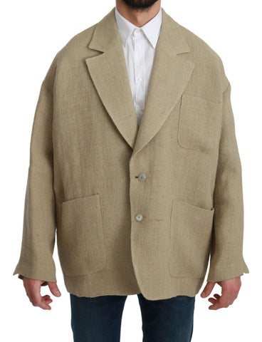 Beige Jacket Coat 100% Jute Blazer Coat Dolce & Gabbana