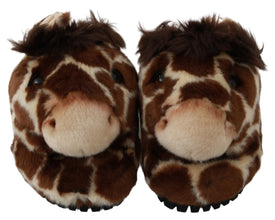 Brown Giraffe Slippers Flats Sandals Shoes Dolce & Gabbana