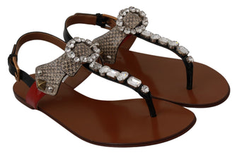 Leather Ayers Crystal Sandals Flip Flops Shoes Dolce & Gabbana