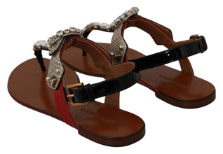 Leather Ayers Crystal Sandals Flip Flops Shoes Dolce & Gabbana
