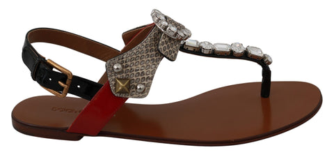 Leather Ayers Crystal Sandals Flip Flops Shoes Dolce & Gabbana
