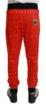 Red Piggy Bank Cotton Crystal Trousers Pants Dolce & Gabbana