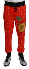 Red Piggy Bank Cotton Crystal Trousers Pants Dolce & Gabbana
