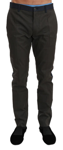 Blue Gray Stripes Trouser Cotton Pants Dolce & Gabbana