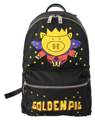 Black Golden Pig of the Year School Backpack Dolce & Gabbana