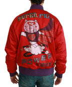 Red YEAR OF THE PIG Bomber Jacket Dolce & Gabbana