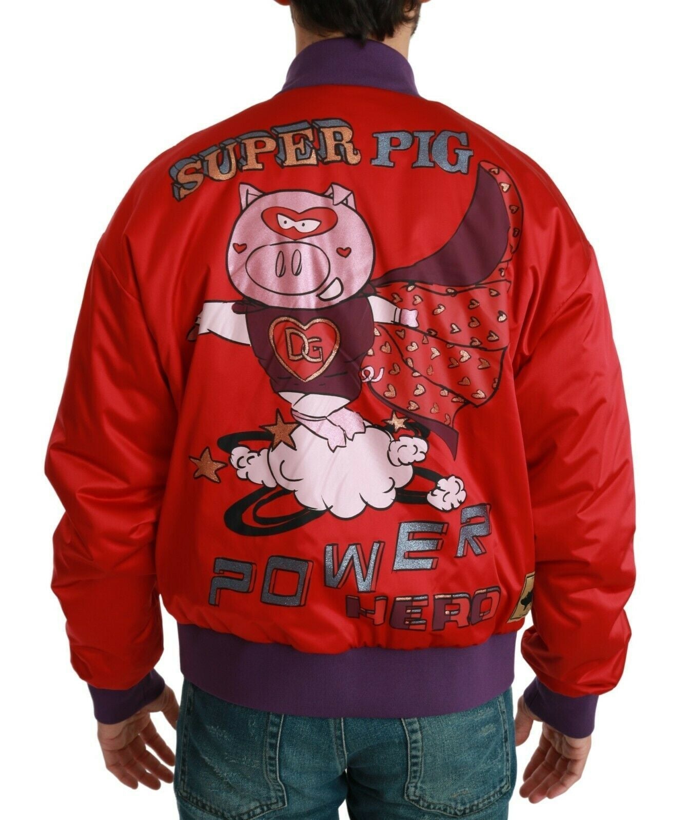 Red YEAR OF THE PIG Bomber Jacket Dolce & Gabbana