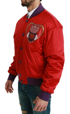 Red YEAR OF THE PIG Bomber Jacket Dolce & Gabbana