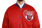 Red YEAR OF THE PIG Bomber Jacket Dolce & Gabbana
