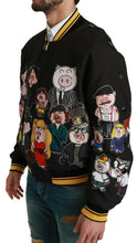 Black YEAR OF THE PIG Bomber Jacket Dolce & Gabbana