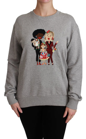 Gray #dgfamily Cotton Pullover Sweater Dolce & Gabbana
