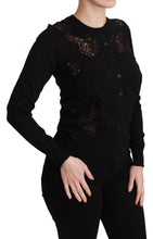 Black Cashmere Lace Cardigan Sweater Dolce & Gabbana