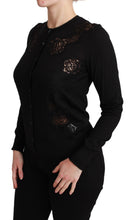Black Cashmere Lace Cardigan Sweater Dolce & Gabbana