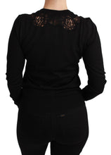 Black Cashmere Lace Cardigan Sweater Dolce & Gabbana