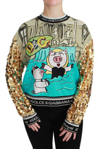 Year of the Pig Sequined Top  Sweater Dolce & Gabbana